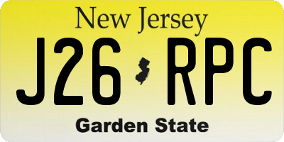 NJ license plate J26RPC