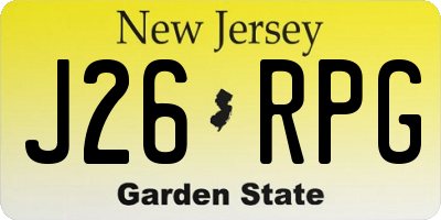 NJ license plate J26RPG