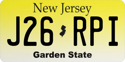 NJ license plate J26RPI