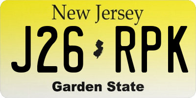 NJ license plate J26RPK