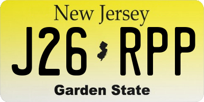 NJ license plate J26RPP