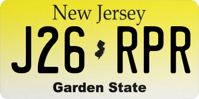 NJ license plate J26RPR