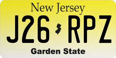 NJ license plate J26RPZ
