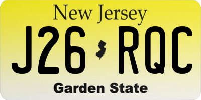 NJ license plate J26RQC