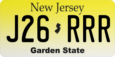 NJ license plate J26RRR