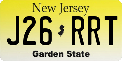 NJ license plate J26RRT