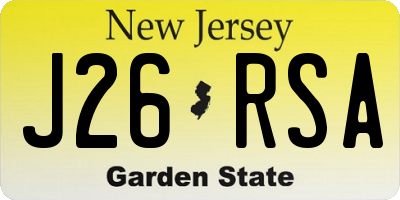 NJ license plate J26RSA