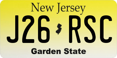 NJ license plate J26RSC