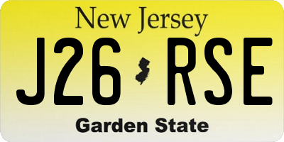 NJ license plate J26RSE