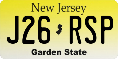 NJ license plate J26RSP