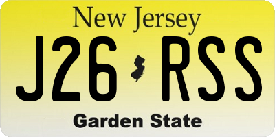 NJ license plate J26RSS