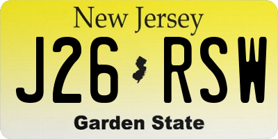 NJ license plate J26RSW