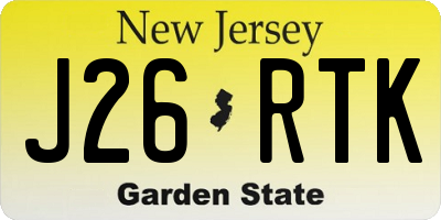 NJ license plate J26RTK