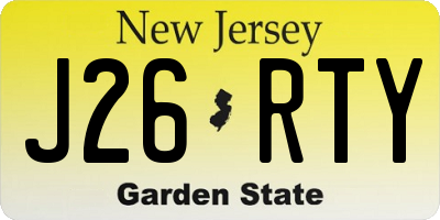 NJ license plate J26RTY