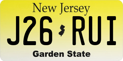NJ license plate J26RUI