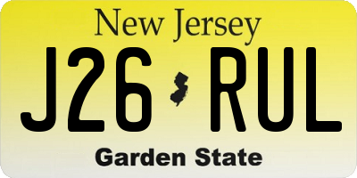 NJ license plate J26RUL