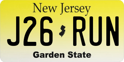 NJ license plate J26RUN
