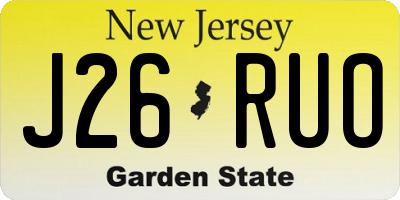 NJ license plate J26RUO