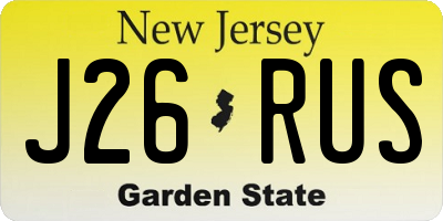 NJ license plate J26RUS