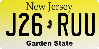 NJ license plate J26RUU