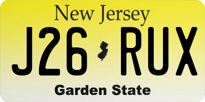 NJ license plate J26RUX