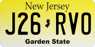 NJ license plate J26RVO