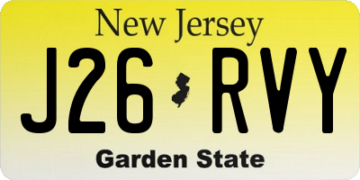 NJ license plate J26RVY