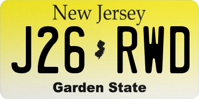 NJ license plate J26RWD