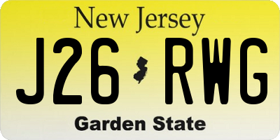 NJ license plate J26RWG