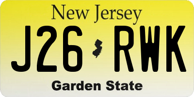 NJ license plate J26RWK