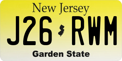 NJ license plate J26RWM