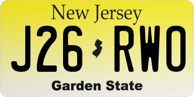 NJ license plate J26RWO