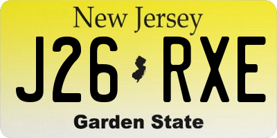 NJ license plate J26RXE