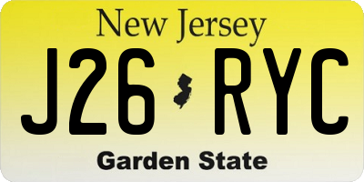 NJ license plate J26RYC