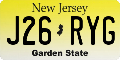 NJ license plate J26RYG