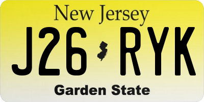 NJ license plate J26RYK