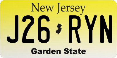 NJ license plate J26RYN