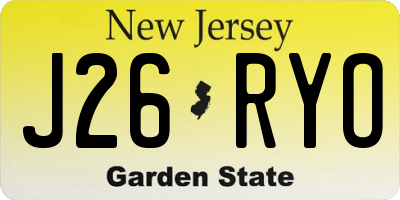 NJ license plate J26RYO