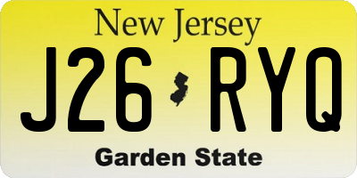 NJ license plate J26RYQ