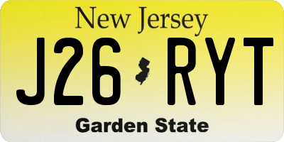 NJ license plate J26RYT