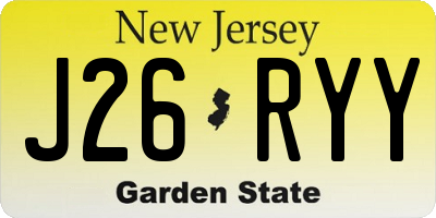NJ license plate J26RYY
