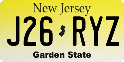 NJ license plate J26RYZ