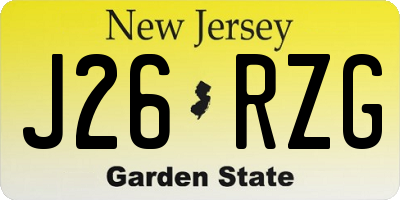 NJ license plate J26RZG