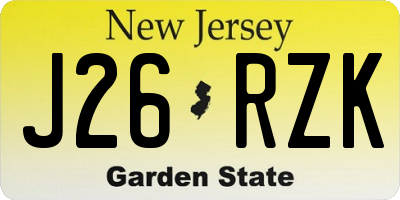 NJ license plate J26RZK