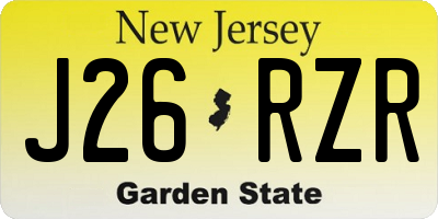 NJ license plate J26RZR