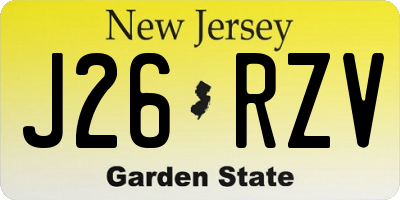 NJ license plate J26RZV