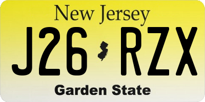 NJ license plate J26RZX