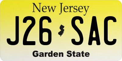 NJ license plate J26SAC
