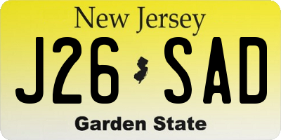 NJ license plate J26SAD
