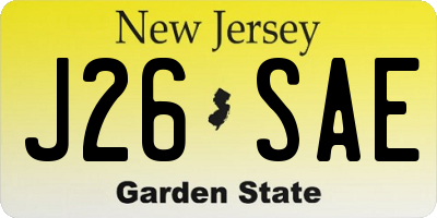 NJ license plate J26SAE